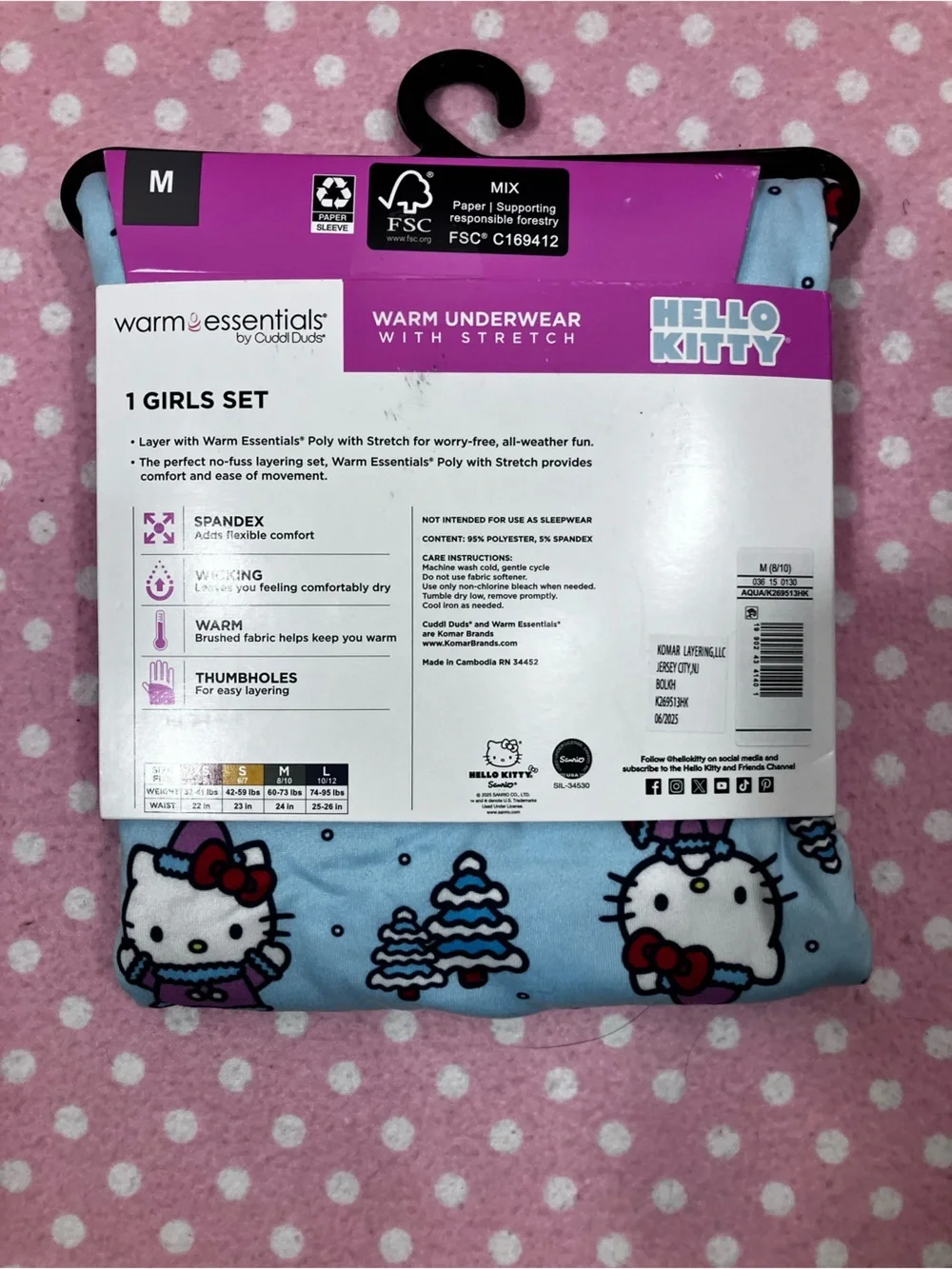 Hello Kitty Warm Underwear Girls M